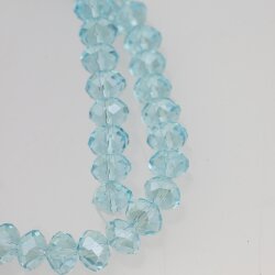 80 Pcs. 8x6mm Aquamarine Rondelle Faceted Beads, Glass Beads