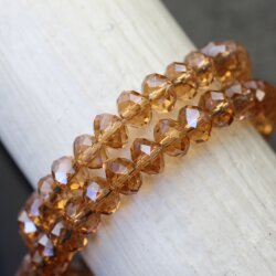 80 Pcs. 8x6mm Light Smoked Topaz Rondelle Faceted Beads,...