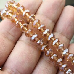 80 Pcs. 8x6mm Light Smoked Topaz Rondelle Faceted Beads, Glass Beads