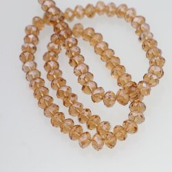 80 Pcs. 8x6mm Light Smoked Topaz Rondelle Faceted Beads, Glass Beads