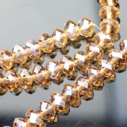 80 Pcs. 8x6mm Light Smoked Topaz Rondelle Faceted Beads, Glass Beads