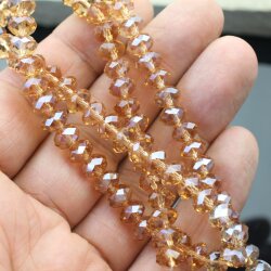 80 Pcs. 8x6mm Light Smoked Topaz Rondelle Faceted Beads, Glass Beads