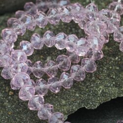 80 pcs. 8x6 mm Light Rose Rondelle Faceted Beads, Glass...