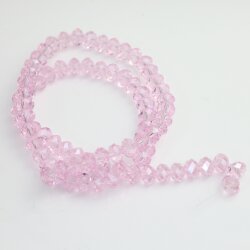 80 pcs. 8x6 mm Light Rose Rondelle Faceted Beads, Glass Beads