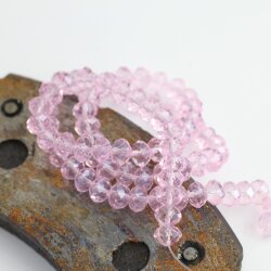 80 pcs. 8x6 mm Light Rose Rondelle Faceted Beads, Glass Beads