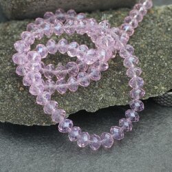 80 pcs. 8x6 mm Light Rose Rondelle Faceted Beads, Glass Beads