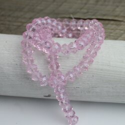 80 Stk. 8x6 mm Light Rose Facettierte Kristall Glasperlen Hochwertig glänzend