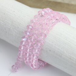 80 Stk. 8x6 mm Light Rose Facettierte Kristall Glasperlen Hochwertig glänzend