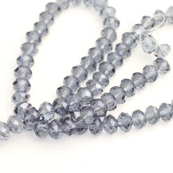 80 pcs. 8x6 mm Montana Rondelle Faceted Beads, Glass Beads