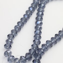 80 pcs. 8x6 mm Montana Rondelle Faceted Beads, Glass Beads