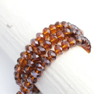 80 pcs. 8x6 mm Smoked Topaz Rondelle Faceted Beads, Glass Beadsd