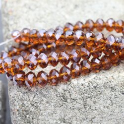 80 pcs. 8x6 mm Smoked Topaz Rondelle Faceted Beads, Glass Beadsd