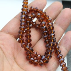 80 pcs. 8x6 mm Smoked Topaz Rondelle Faceted Beads, Glass Beadsd