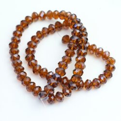 80 pcs. 8x6 mm Smoked Topaz Rondelle Faceted Beads, Glass Beadsd