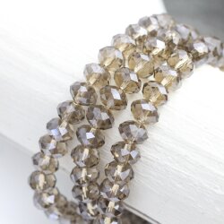 80 Pcs. 8x6 mm Smoky Quartz Rondelle Faceted Beads, Glass...