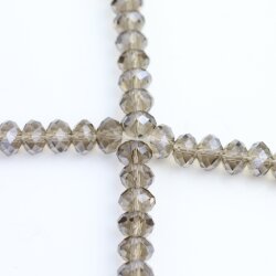 80 Pcs. 8x6 mm Smoky Quartz Rondelle Faceted Beads, Glass Beads