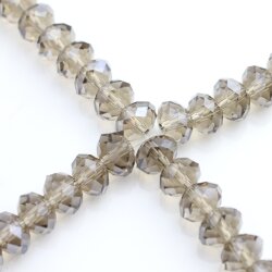 80 Pcs. 8x6 mm Smoky Quartz Rondelle Faceted Beads, Glass Beads