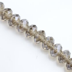 80 Pcs. 8x6 mm Smoky Quartz Rondelle Faceted Beads, Glass Beads