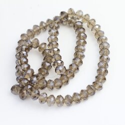 80 Pcs. 8x6 mm Smoky Quartz Rondelle Faceted Beads, Glass Beads