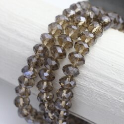 80 Pcs. 8x6 mm Smoky Quartz Rondelle Faceted Beads, Glass Beads