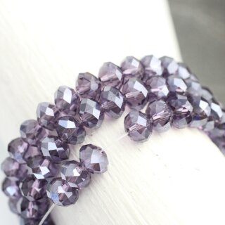 80 Pcs. 8x6 mm Purple Velvet Rondelle Faceted Beads, Glass Beads
