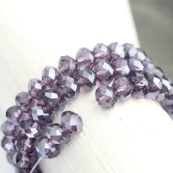 80 Stk. 8x6 mm Purple Velvet Facettierte Kristall Glasperlen Hochwertig glänzend