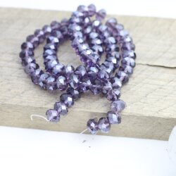 80 Pcs. 8x6 mm Purple Velvet Rondelle Faceted Beads, Glass Beads