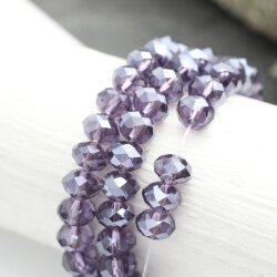 80 Pcs. 8x6 mm Purple Velvet Rondelle Faceted Beads, Glass Beads