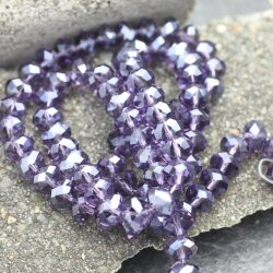 80 Pcs. 8x6 mm Purple Velvet Rondelle Faceted Beads, Glass Beads