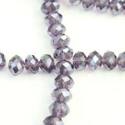 80 Pcs. 8x6 mm Purple Velvet Rondelle Faceted Beads, Glass Beads