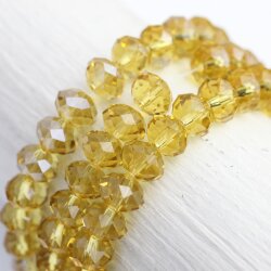 80 Pcs. 8x6 mm Light Topaz Rondelle Faceted Beads, Glass Beads