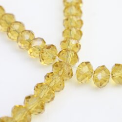 80 Pcs. 8x6 mm Light Topaz Rondelle Faceted Beads, Glass Beads