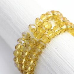 80 Pcs. 8x6 mm Light Topaz Rondelle Faceted Beads, Glass...