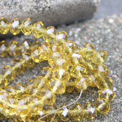 80 Pcs. 8x6 mm Light Topaz Rondelle Faceted Beads, Glass Beads