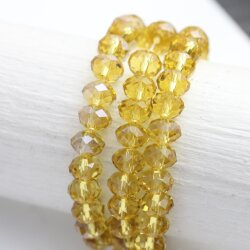 80 Pcs. 8x6 mm Light Topaz Rondelle Faceted Beads, Glass Beads