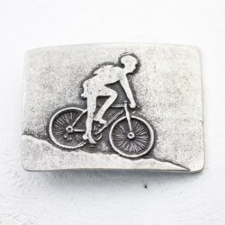 Rustic Silver Cyclist belt buckle, Rider belt buckle