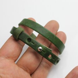 Lederarmband Fern Green doppelt gewickelt - für Schiebeperlen