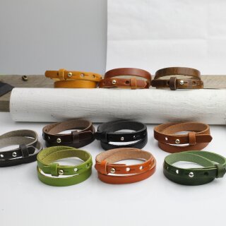 Lederarmband Anthracite doppelt gewickelt - fr Schiebeperlen