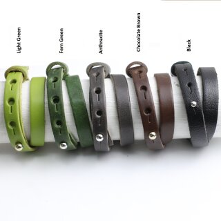 Lederarmband Anthracite doppelt gewickelt - fr Schiebeperlen