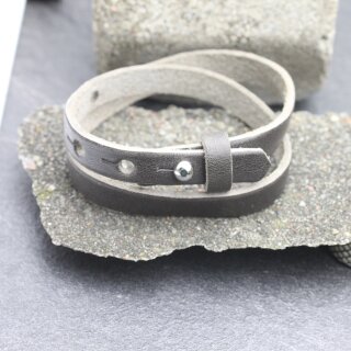Lederarmband Anthracite doppelt gewickelt - fr Schiebeperlen