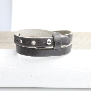Lederarmband Anthracite doppelt gewickelt - fr Schiebeperlen