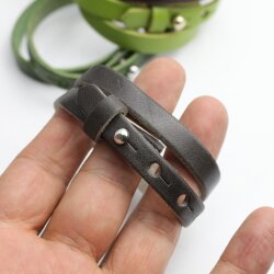 Lederarmband Anthracite doppelt gewickelt - für Schiebeperlen