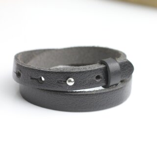 Black Leather Wrapped Bracelets Double wrap