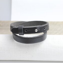 Black Leather Wrapped Bracelets Double wrap