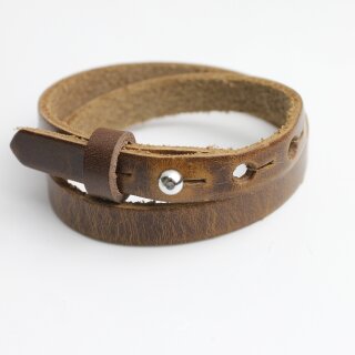 Dark Brown Leather Wrapped Bracelets Double wrap