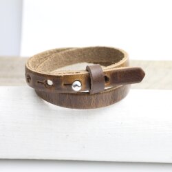 Dark Brown Leather Wrapped Bracelets Double wrap