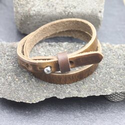 Dark Brown Leather Wrapped Bracelets Double wrap