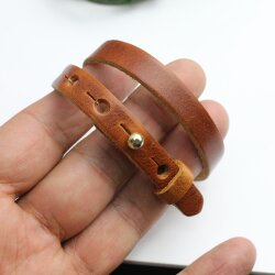 Lederarmband Cognac Braun doppelt gewickelt - für...