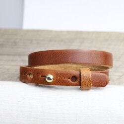 Lederarmband Cognac Braun doppelt gewickelt - für Schiebeperlen