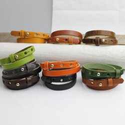 Cognac Brown Leather Wrapped Bracelets Double wrap